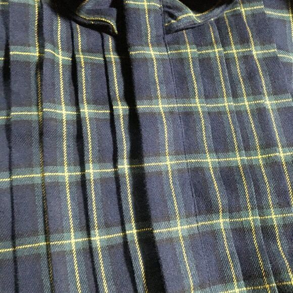 Ralph Lauren Navy Blue Multi Brushed Cotton Check Plaid Ruffle Pleat Blouse - Picture 6 of 16